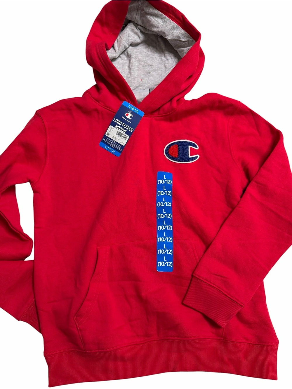 Champion Bright Red Logo Fleece Hoodie
